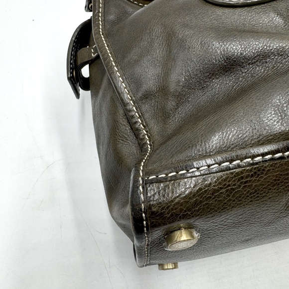 Auth Celine Vintage Olive Green Polished Leather Tote Bag Purse Handbag Preloved - Picture 10 of 16